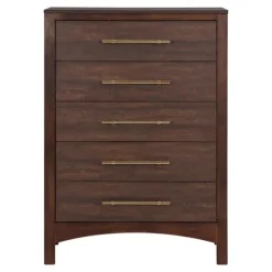 Kirkland's Home Dressers & Chests-Wood & Gold Hardware 5-Drawer Chest
