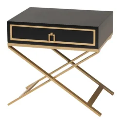 Kirkland's Home Nightstands-Wood & Gold X-Base Nightstand