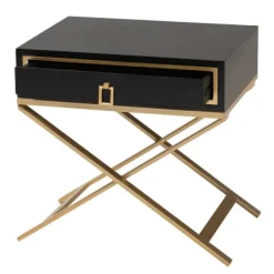 Kirkland's Home Nightstands-Wood & Gold X-Base Nightstand