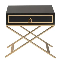 Kirkland's Home Nightstands-Wood & Gold X-Base Nightstand