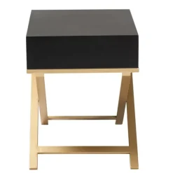 Kirkland's Home Nightstands-Wood & Gold X-Base Nightstand