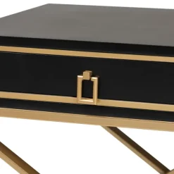 Kirkland's Home Nightstands-Wood & Gold X-Base Nightstand