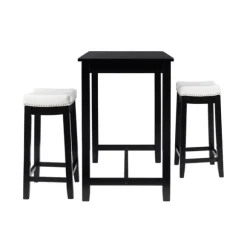 Kirkland's Home Dining Tables-Wood & Upholstered Stools 3-Pc. Dining Set