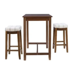 Kirkland's Home Dining Tables-Wood & Upholstered Stools 3-Pc. Dining Set