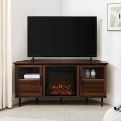 Kirkland's Home Tv Stands & Media Consoles-Wood Alcove Doors Led Fireplace Media Cabinet