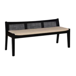 Kirkland's Home Benches & Ottomans-Wood And Cane Upholstered Bench