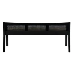 Kirkland's Home Benches & Ottomans-Wood And Cane Upholstered Bench