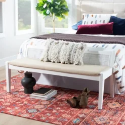 Kirkland's Home Benches & Ottomans-Wood And Cane Upholstered Bench