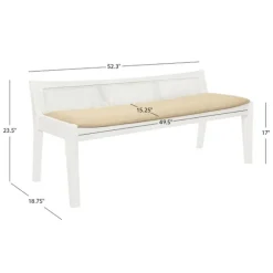 Kirkland's Home Benches & Ottomans-Wood And Cane Upholstered Bench