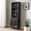 Kirkland's Home Kitchen Islands & Bar Carts-Wood And Glass 2-Door Bar Cabinet