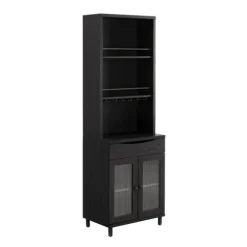 Kirkland's Home Kitchen Islands & Bar Carts-Wood And Glass 2-Door Bar Cabinet