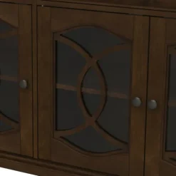 Kirkland's Home Tv Stands & Media Consoles-Wood And Glass 4-Door Media Cabinet