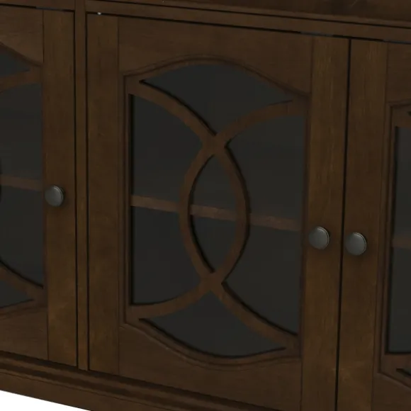 Kirkland's Home Tv Stands & Media Consoles-Wood And Glass 4-Door Media Cabinet