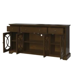 Kirkland's Home Tv Stands & Media Consoles-Wood And Glass 4-Door Media Cabinet