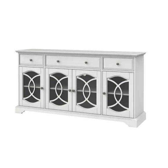 Kirkland's Home Tv Stands & Media Consoles-Wood And Glass 4-Door Media Cabinet
