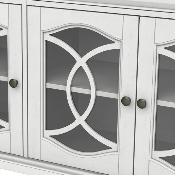 Kirkland's Home Tv Stands & Media Consoles-Wood And Glass 4-Door Media Cabinet