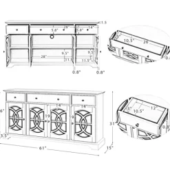 Kirkland's Home Tv Stands & Media Consoles-Wood And Glass 4-Door Media Cabinet