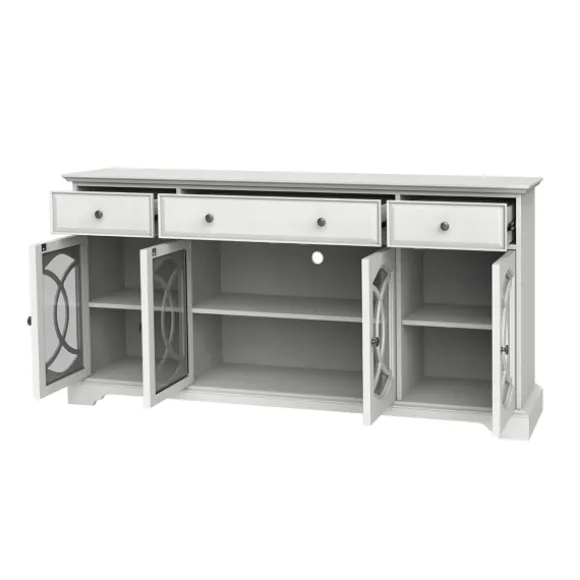 Kirkland's Home Tv Stands & Media Consoles-Wood And Glass 4-Door Media Cabinet