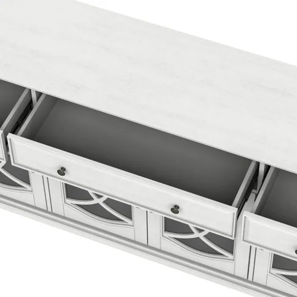 Kirkland's Home Tv Stands & Media Consoles-Wood And Glass 4-Door Media Cabinet