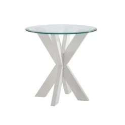 Kirkland's Home Accent & End Tables-Wood And Glass Top X-Base Accent Table