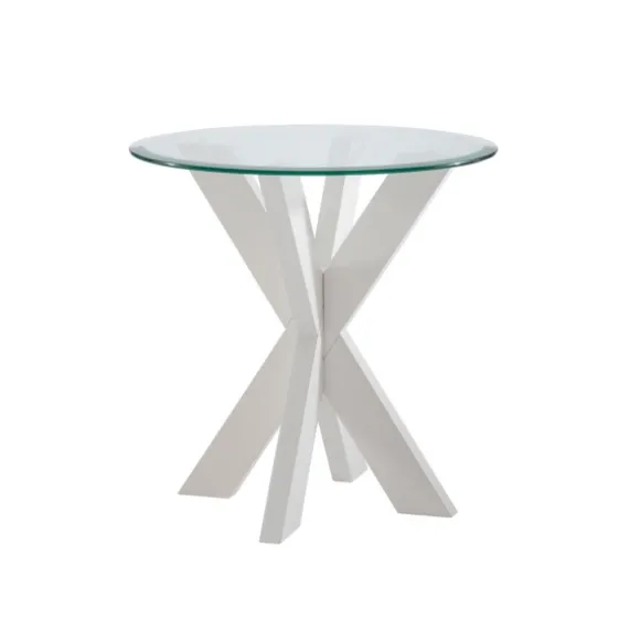 Kirkland's Home Accent & End Tables-Wood And Glass Top X-Base Accent Table
