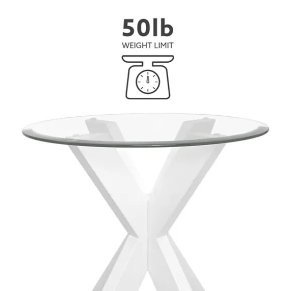 Kirkland's Home Accent & End Tables-Wood And Glass Top X-Base Accent Table