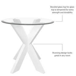 Kirkland's Home Accent & End Tables-Wood And Glass Top X-Base Accent Table
