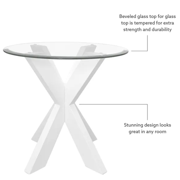 Kirkland's Home Accent & End Tables-Wood And Glass Top X-Base Accent Table
