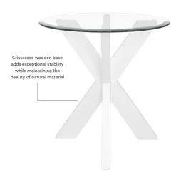Kirkland's Home Accent & End Tables-Wood And Glass Top X-Base Accent Table