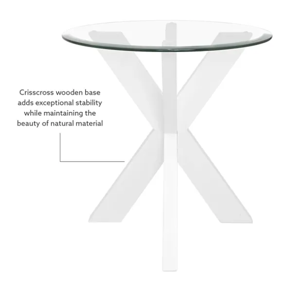 Kirkland's Home Accent & End Tables-Wood And Glass Top X-Base Accent Table