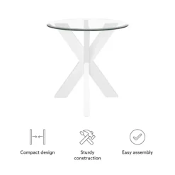 Kirkland's Home Accent & End Tables-Wood And Glass Top X-Base Accent Table