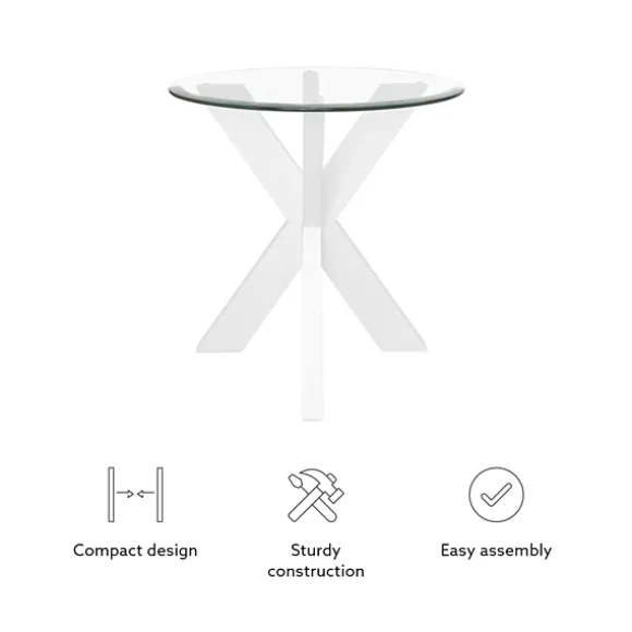 Kirkland's Home Accent & End Tables-Wood And Glass Top X-Base Accent Table