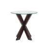 Kirkland's Home Accent & End Tables-Wood And Glass Top X-Base Accent Table