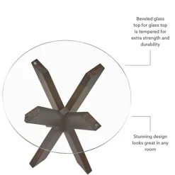 Kirkland's Home Accent & End Tables-Wood And Glass Top X-Base Accent Table