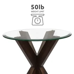 Kirkland's Home Accent & End Tables-Wood And Glass Top X-Base Accent Table