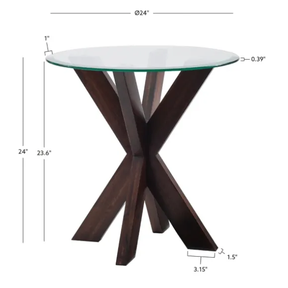 Kirkland's Home Accent & End Tables-Wood And Glass Top X-Base Accent Table