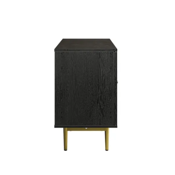 Kirkland's Home Tv Stands & Media Consoles-Wood And Gold Paneled 2-Door Tv Stand