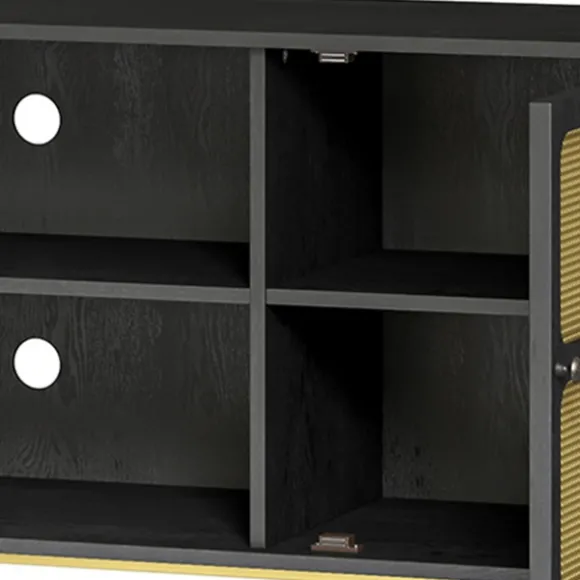 Kirkland's Home Tv Stands & Media Consoles-Wood And Gold Paneled 2-Door Tv Stand