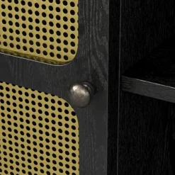 Kirkland's Home Tv Stands & Media Consoles-Wood And Gold Paneled 2-Door Tv Stand