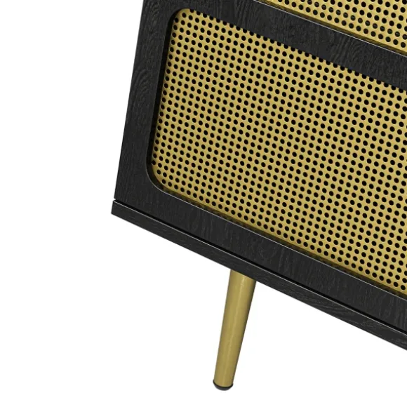 Kirkland's Home Tv Stands & Media Consoles-Wood And Gold Paneled 2-Door Tv Stand