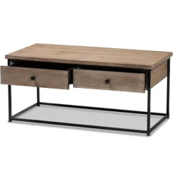 Kirkland's Home Coffee Tables-Wood And Metal 2-Drawer Coffee Table