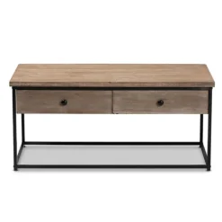 Kirkland's Home Coffee Tables-Wood And Metal 2-Drawer Coffee Table