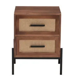 Kirkland's Home Nightstands-Wood And Metal 2-Drawer Nightstand