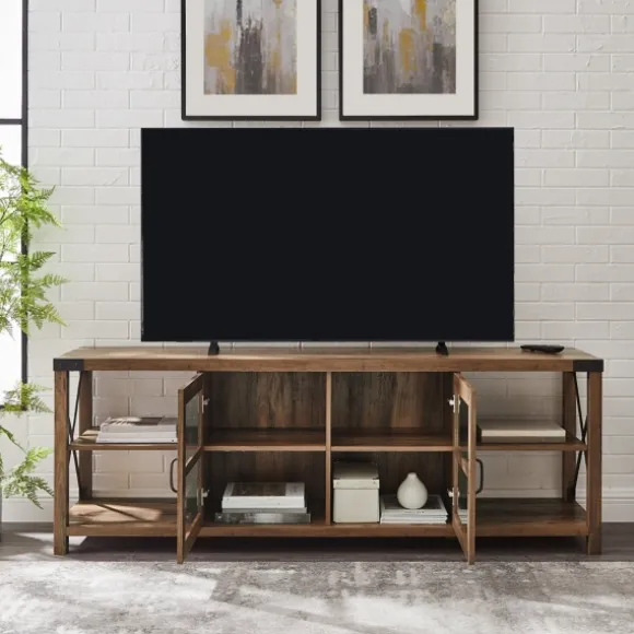Kirkland's Home Tv Stands & Media Consoles-Wood And Metal Farmhouse Tv Stand