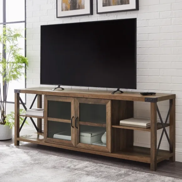 Kirkland's Home Tv Stands & Media Consoles-Wood And Metal Farmhouse Tv Stand