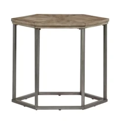 Kirkland's Home Accent & End Tables-Wood And Metal Hexagon Accent Table
