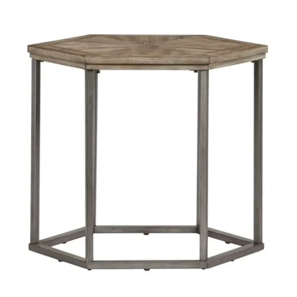 Kirkland's Home Accent & End Tables-Wood And Metal Hexagon Accent Table