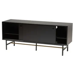 Kirkland's Home Tv Stands & Media Consoles-Wood And Metal Sliding Door Tv Stand