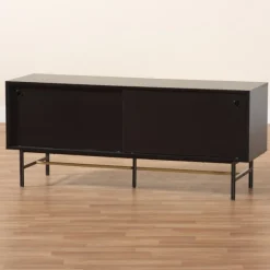 Kirkland's Home Tv Stands & Media Consoles-Wood And Metal Sliding Door Tv Stand