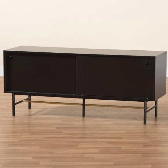 Kirkland's Home Tv Stands & Media Consoles-Wood And Metal Sliding Door Tv Stand